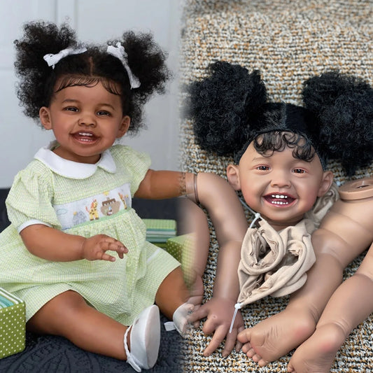 22-23Inch Dark Skin Mila Reborn Doll Kits With Black Hair Unassembled DIY Soft Kit Reborn Handmade Lifelike Real Bebe Reborn