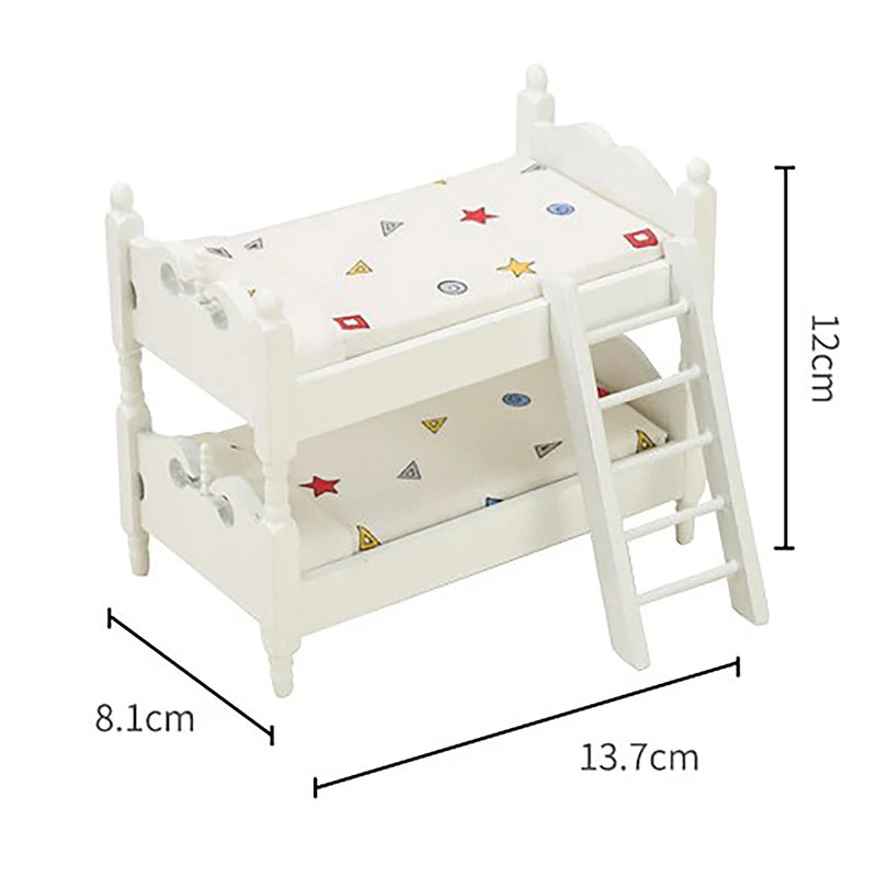 1/12 Dollhouse Metal/Wooden Mini Single/Double Bed Bedroom Furniture Toy Living Room Furniture Model Handmade Toy